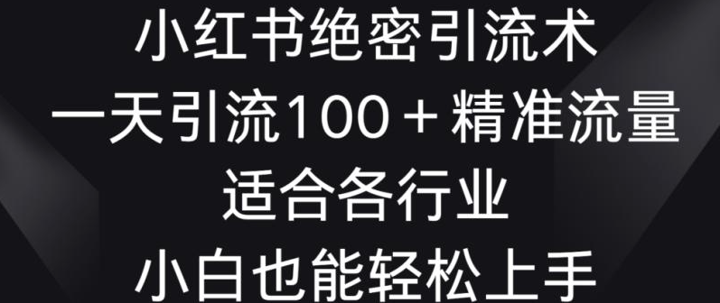 图片[1]-小红书绝密引流术，一天引流100+精准流量，适合各个行业，小白也能轻松上手【揭秘】